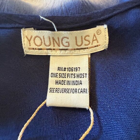 NEW Young USA Blue & Green Tie Dye Swim Cover/Dress Sz OS, Boho, Vacation - Picture 9 of 12